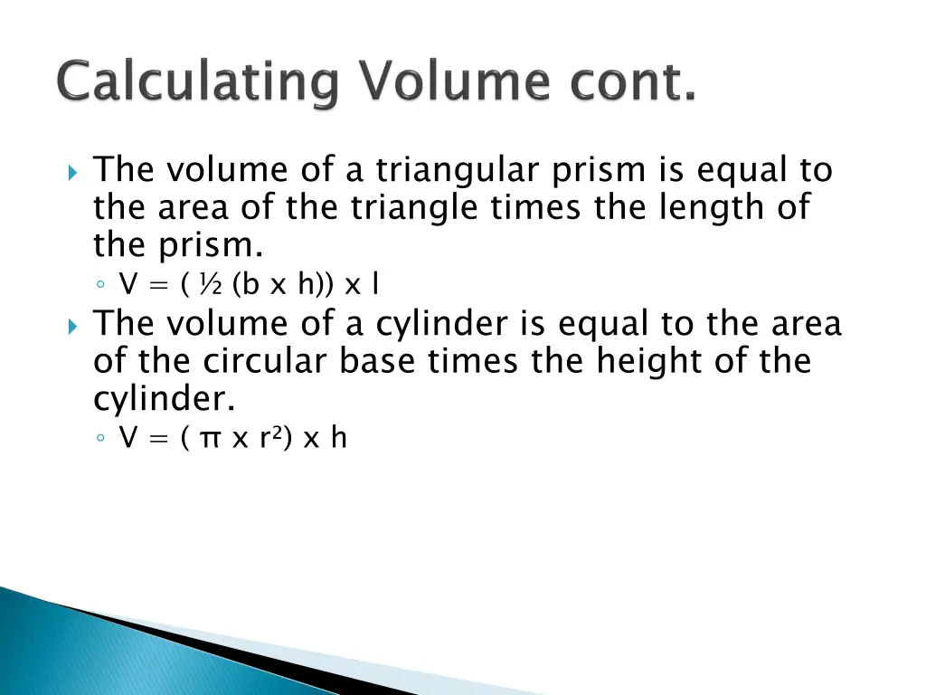 the volume of a triangular prism is equal