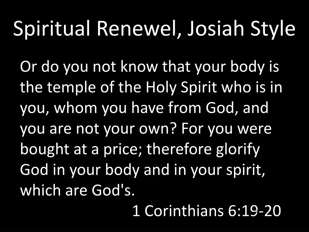 spiritual renewel josiah style 4