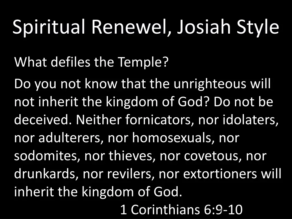 spiritual renewel josiah style 5