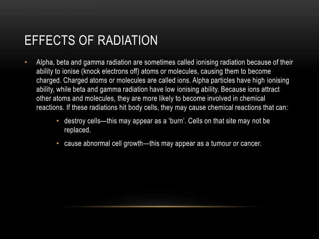 effects of radiation