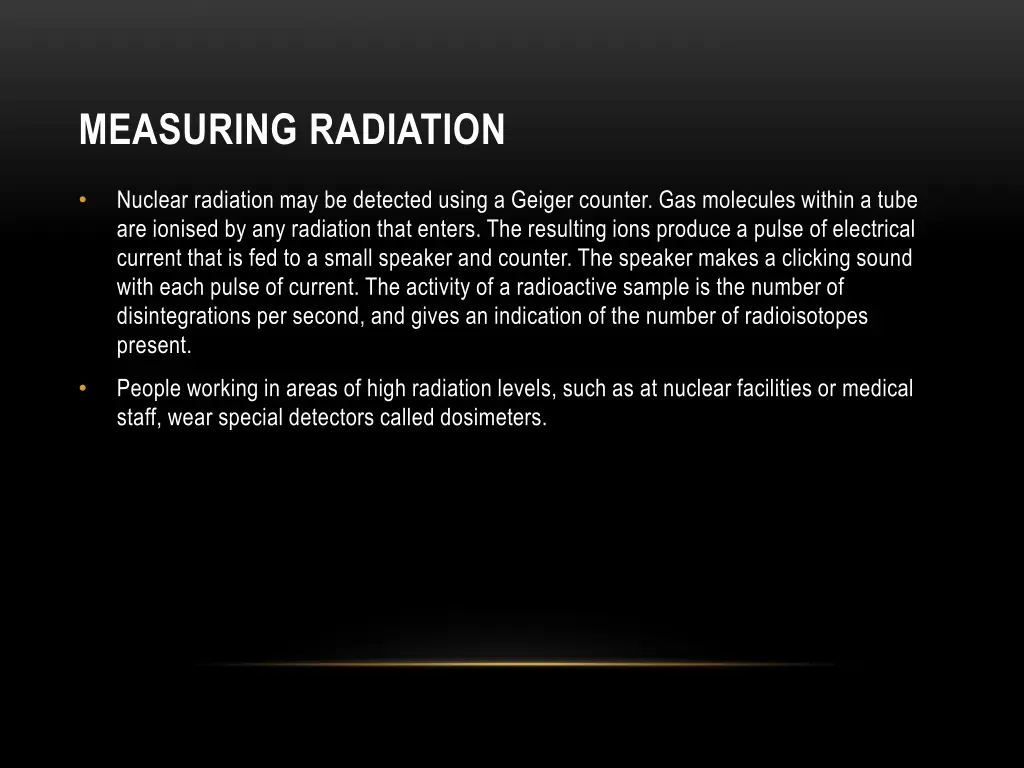 measuring radiation