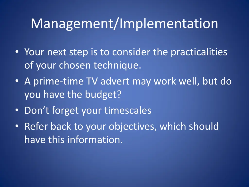 management implementation