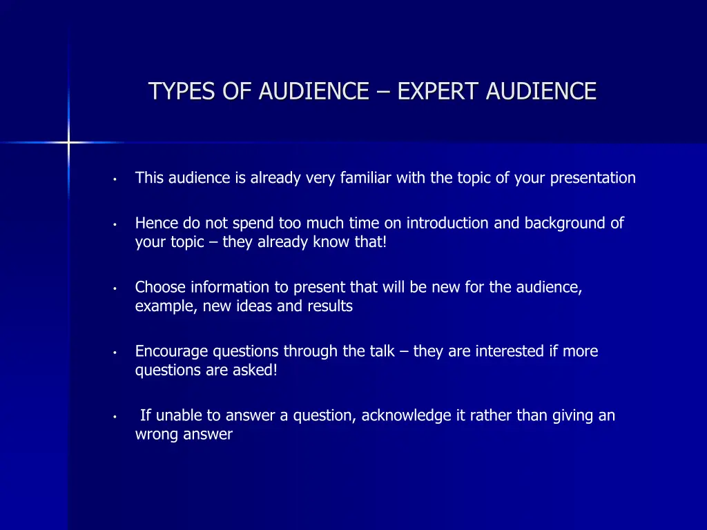 types of audience expert audience
