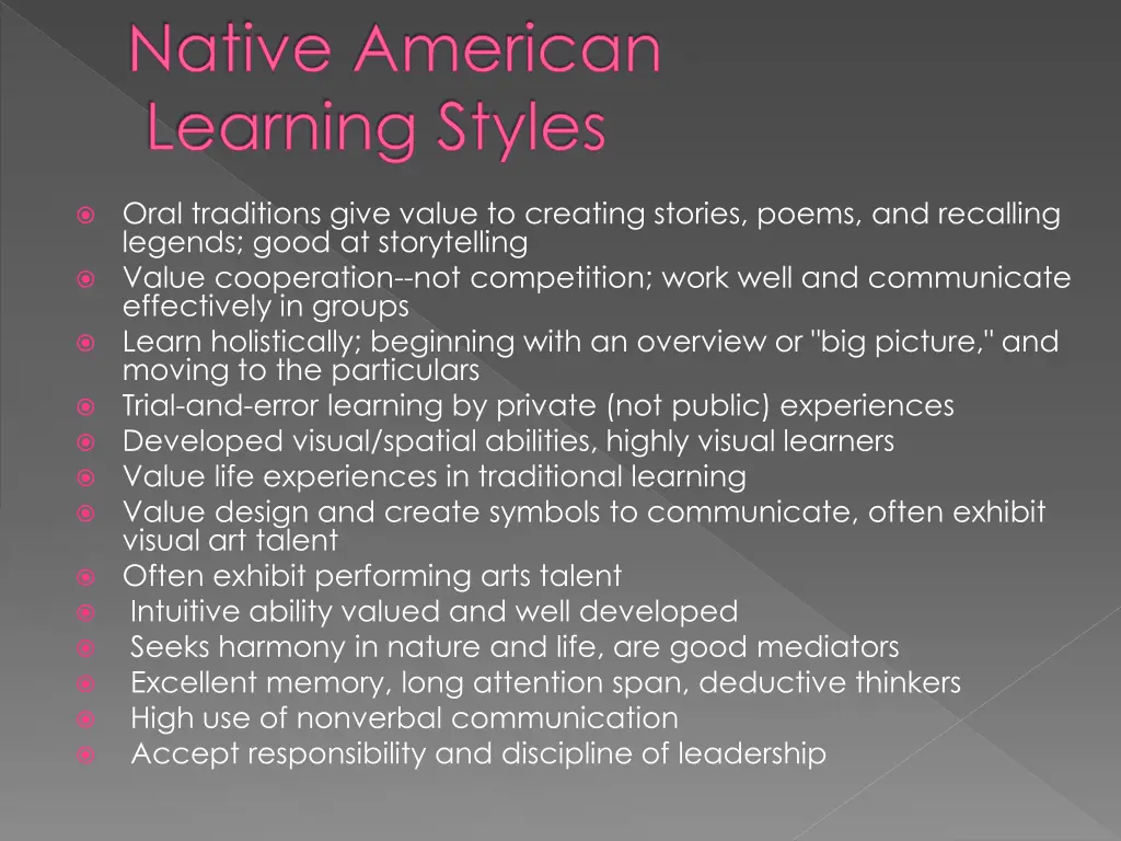 native american learning styles