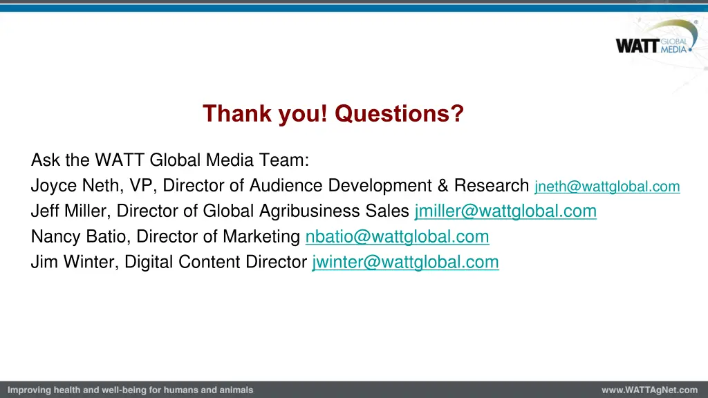 thank you questions