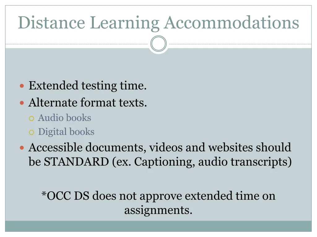 distance learning accommodations