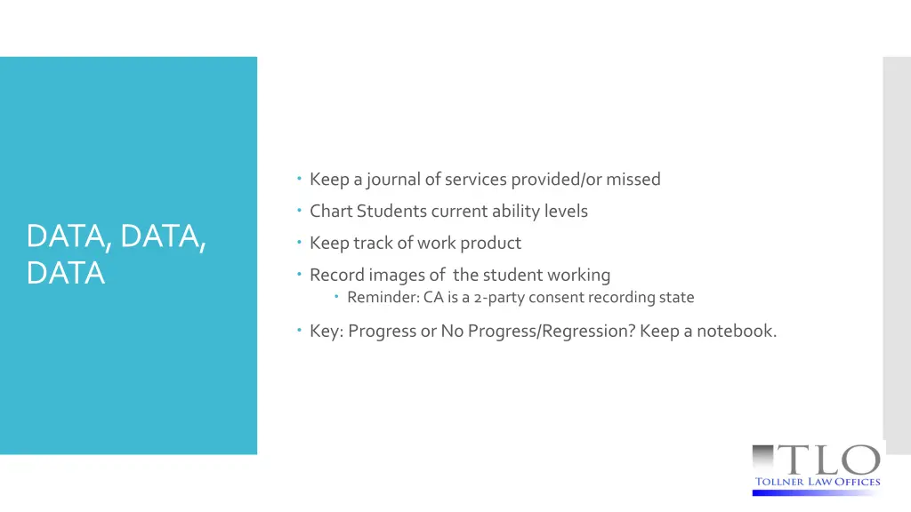 keep a journal of services provided or missed