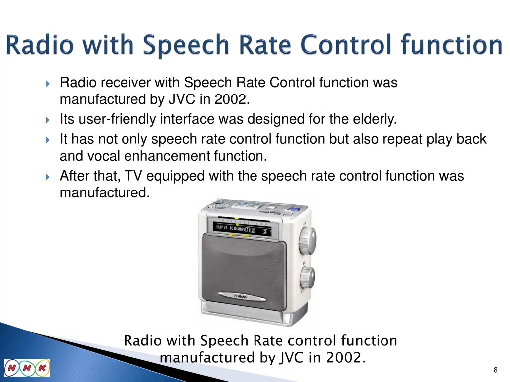 radio receiver with speech rate control function