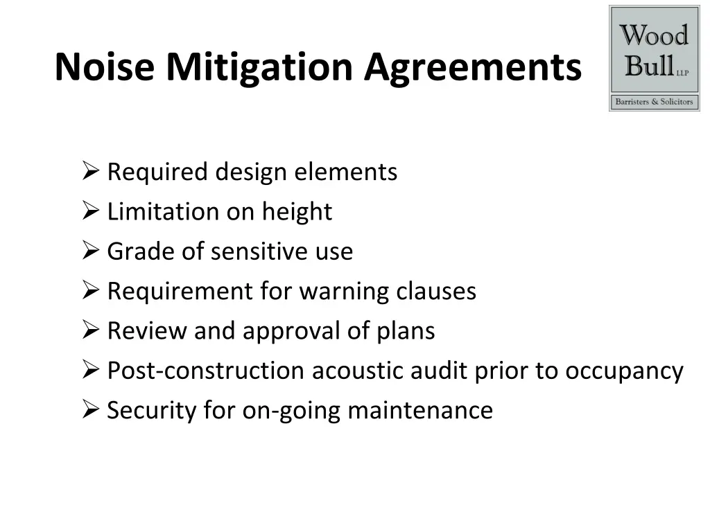noise mitigation agreements