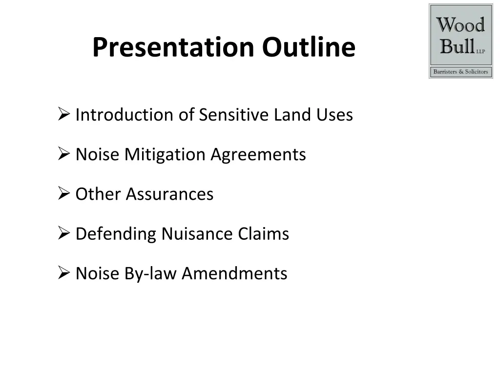 presentation outline
