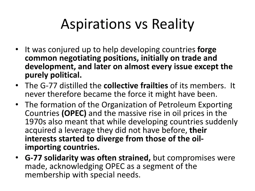 aspirations vs reality