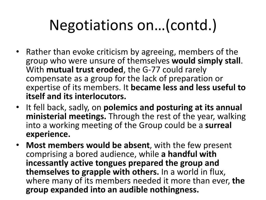 negotiations on contd