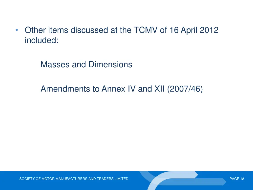 other items discussed at the tcmv of 16 april