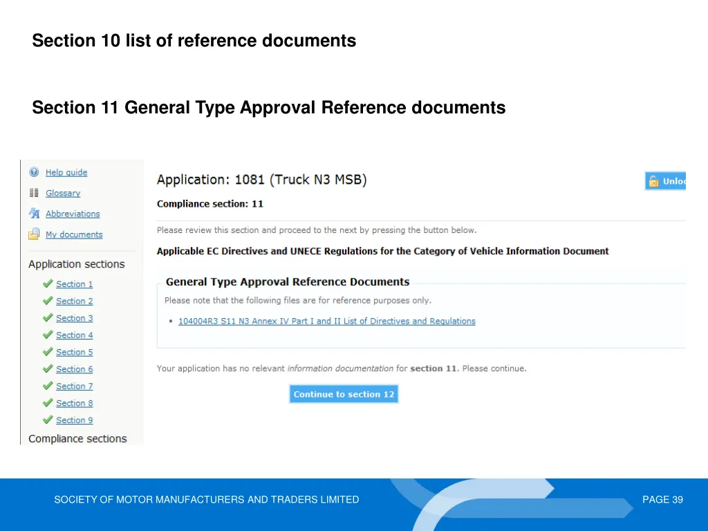 section 10 list of reference documents