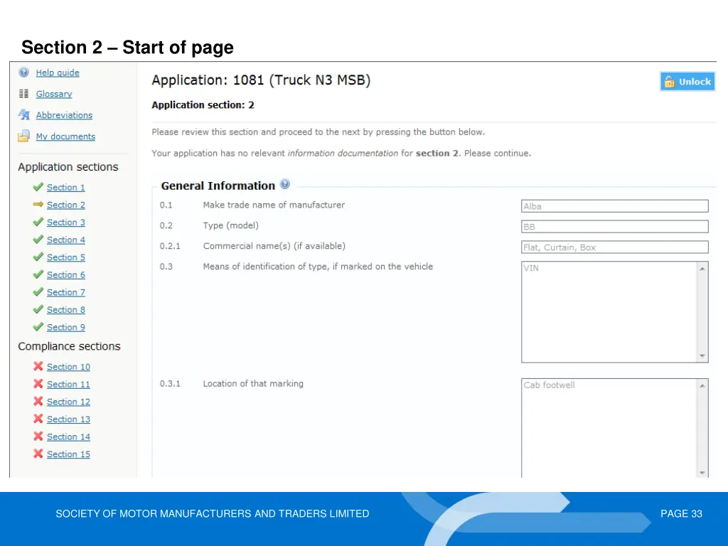 section 2 start of page
