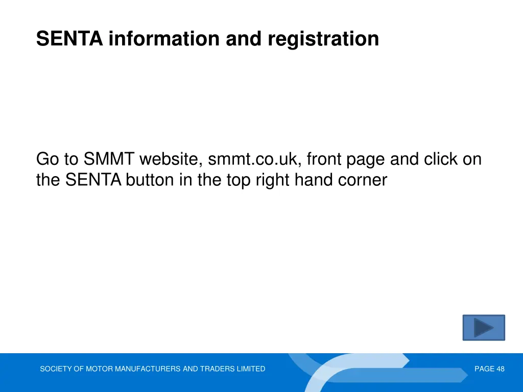 senta information and registration