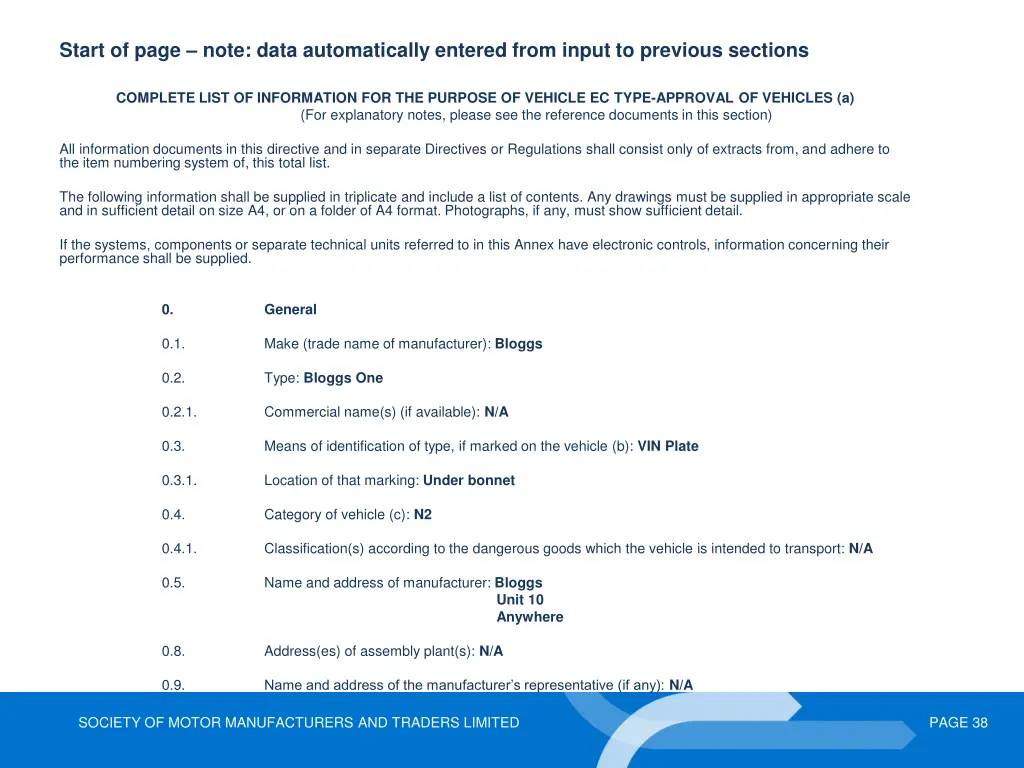 start of page note data automatically entered