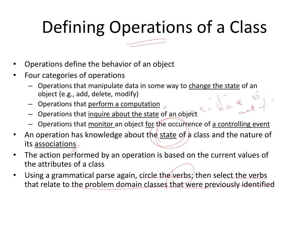defining operations of a class