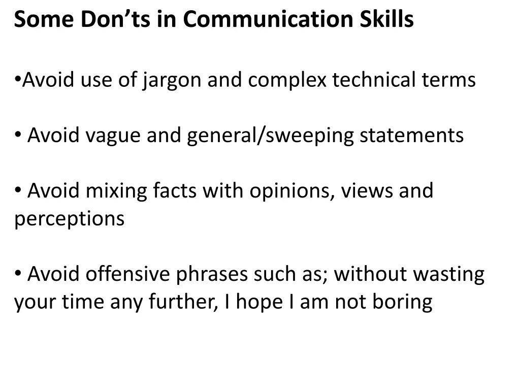 some don ts in communication skills
