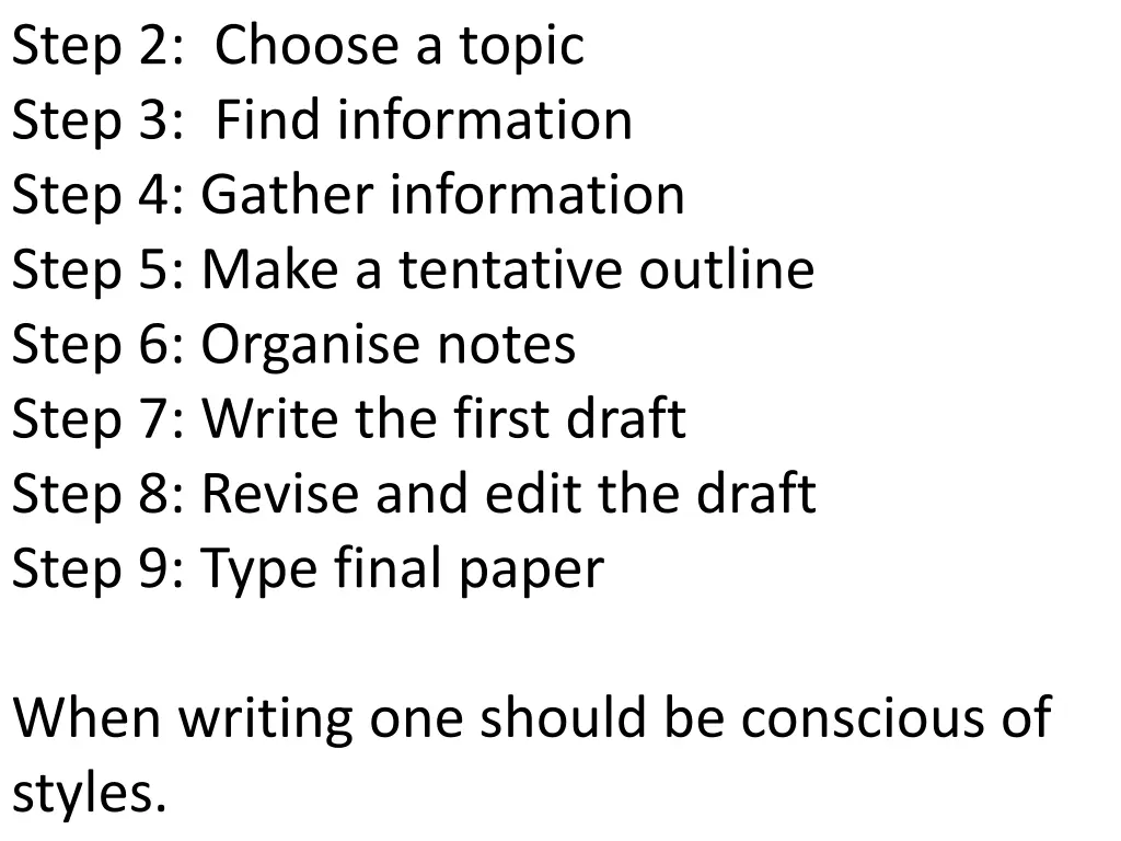 step 2 choose a topic step 3 find information