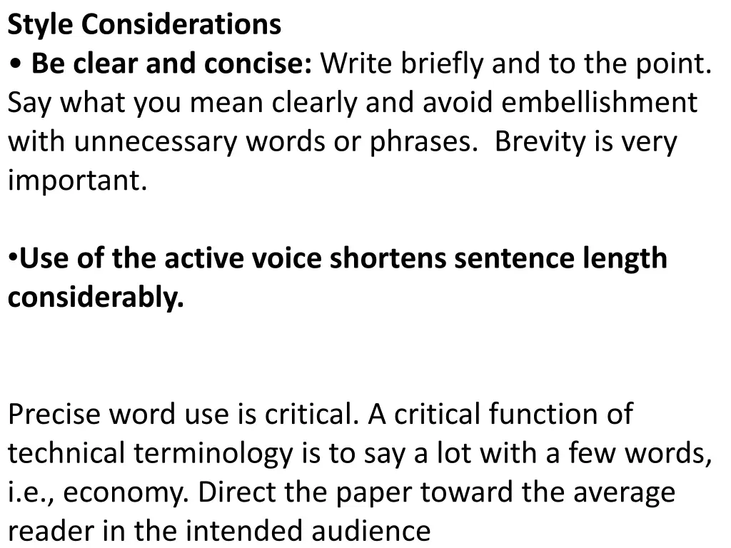 style considerations be clear and concise write