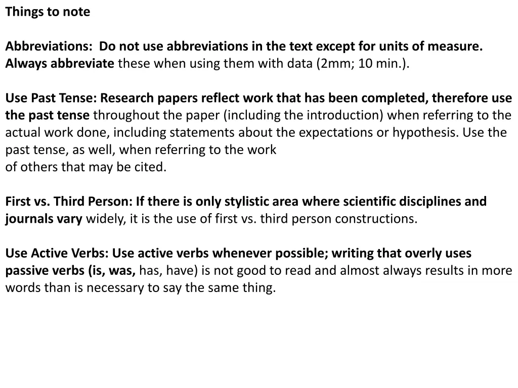 things to note