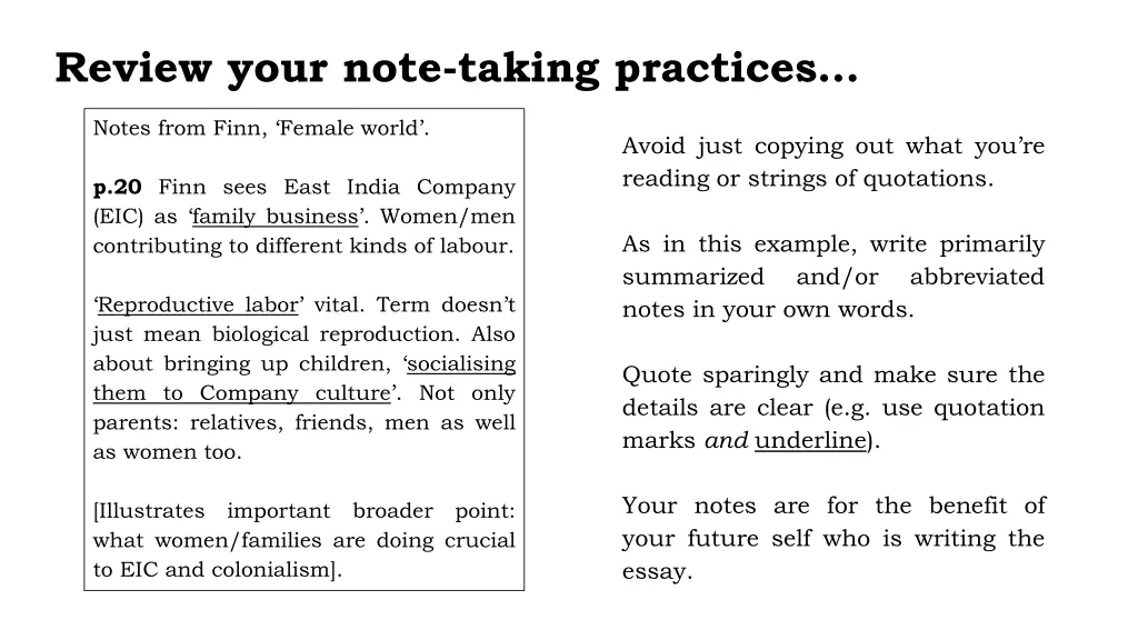 review your note taking practices