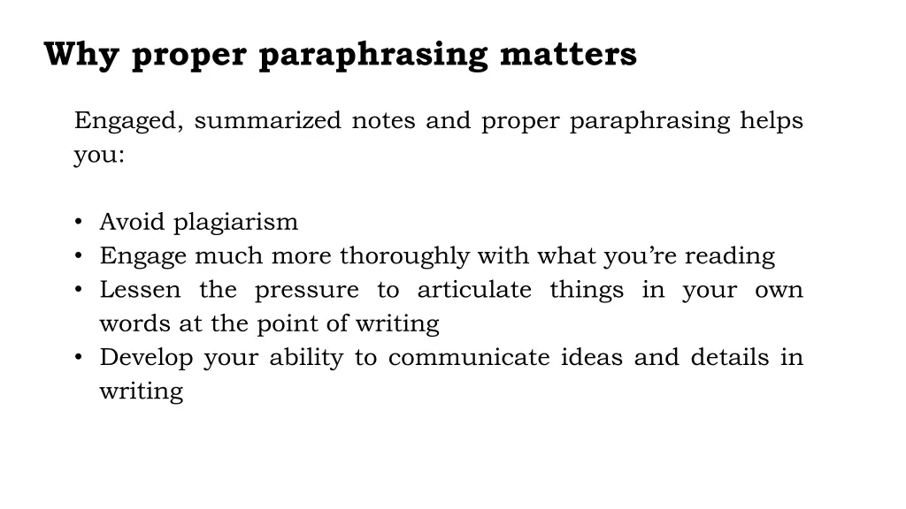 why proper paraphrasing matters