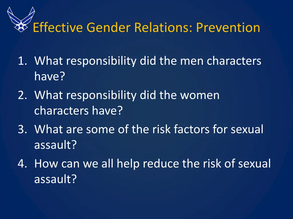 effective gender relations prevention