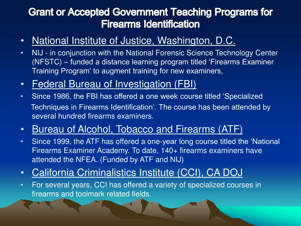 grant or accepted government teaching programs