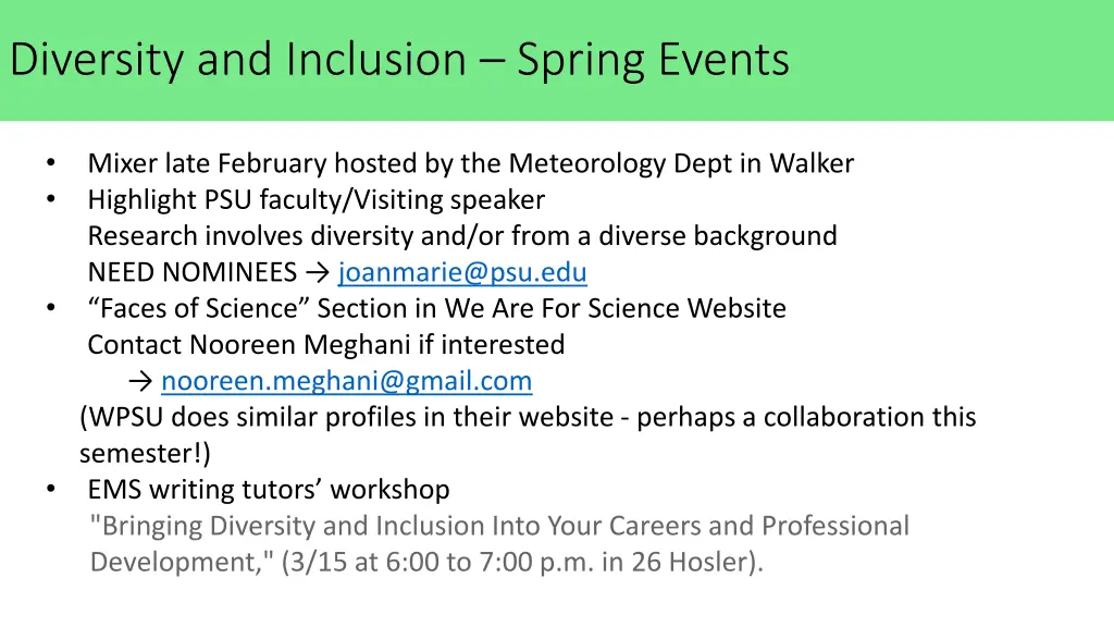 diversity and inclusion spring events