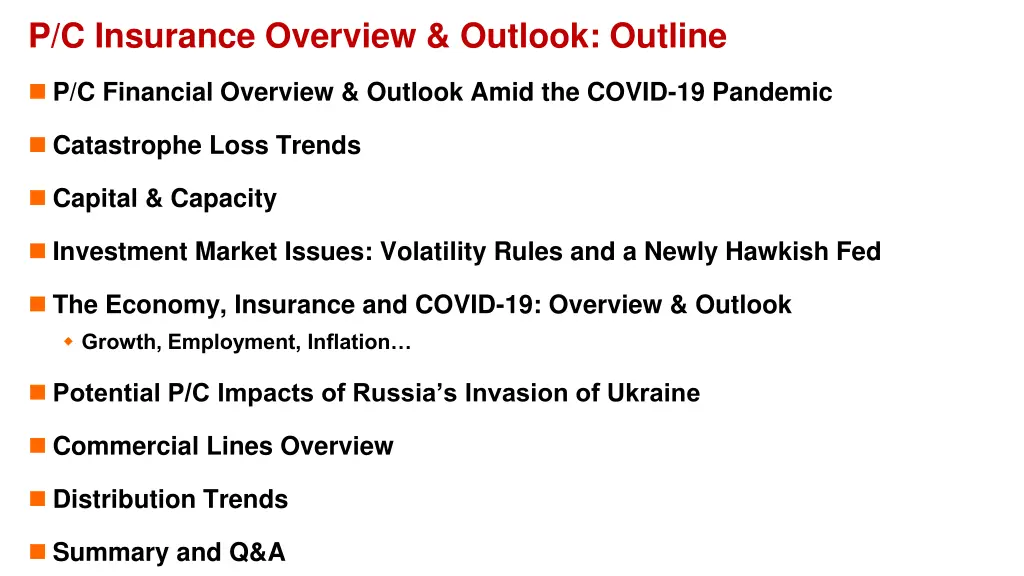 p c insurance overview outlook outline