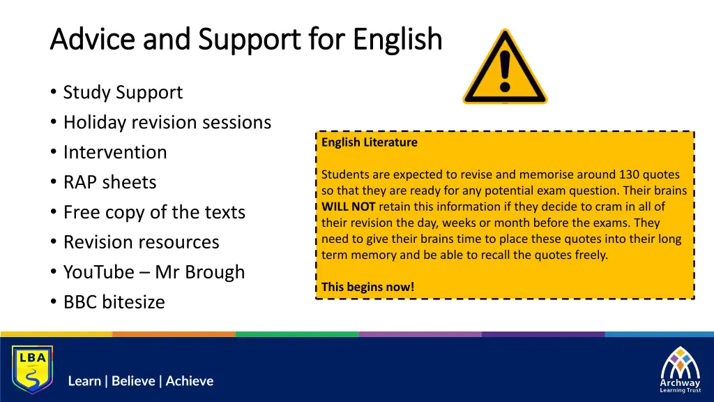 advice and support for english advice and support
