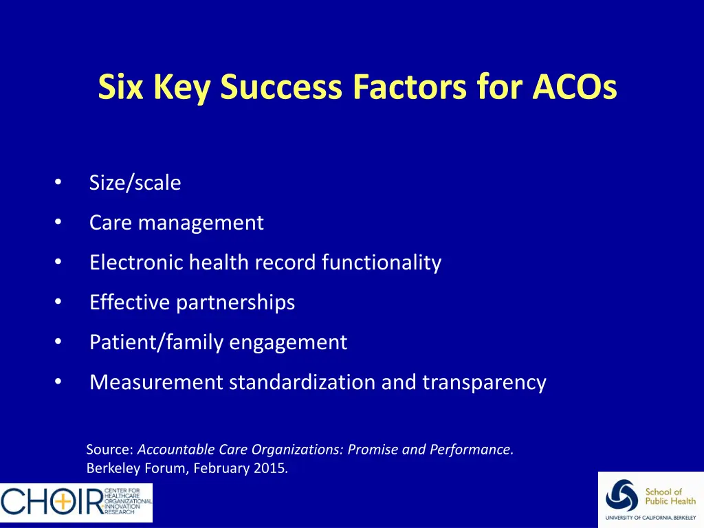 six key success factors for acos
