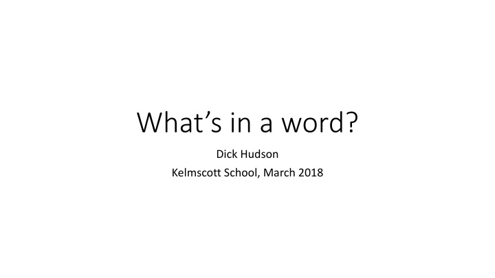 what s in a word