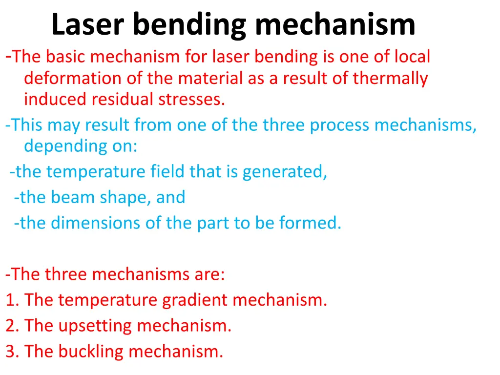 laser bending mechanism the basic mechanism