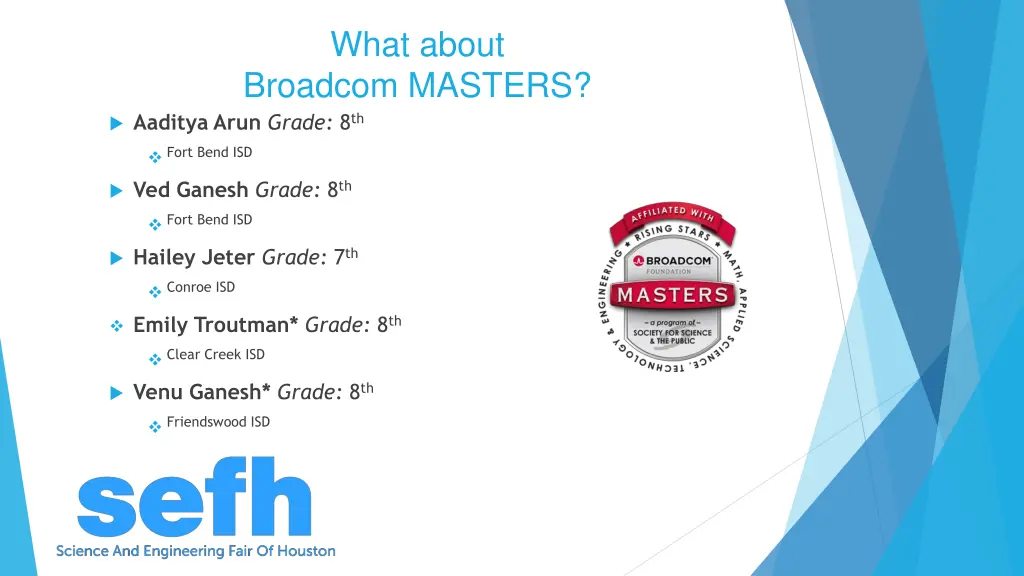 what about broadcom masters aaditya arun grade