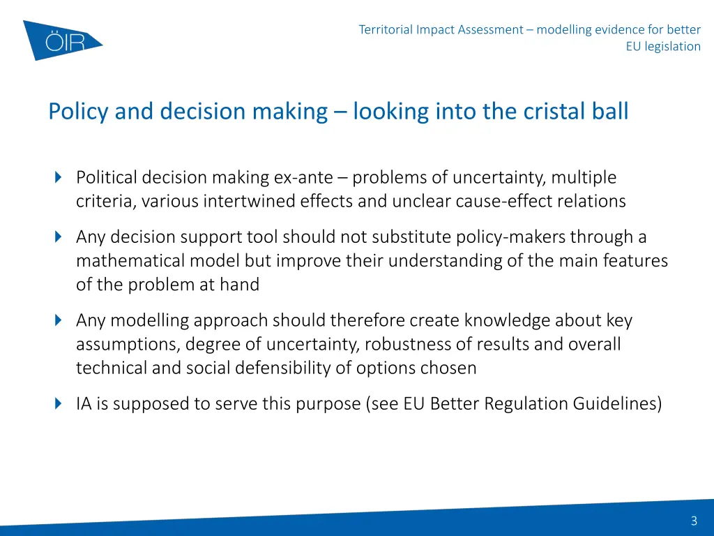 territorial impact assessment modelling evidence 1