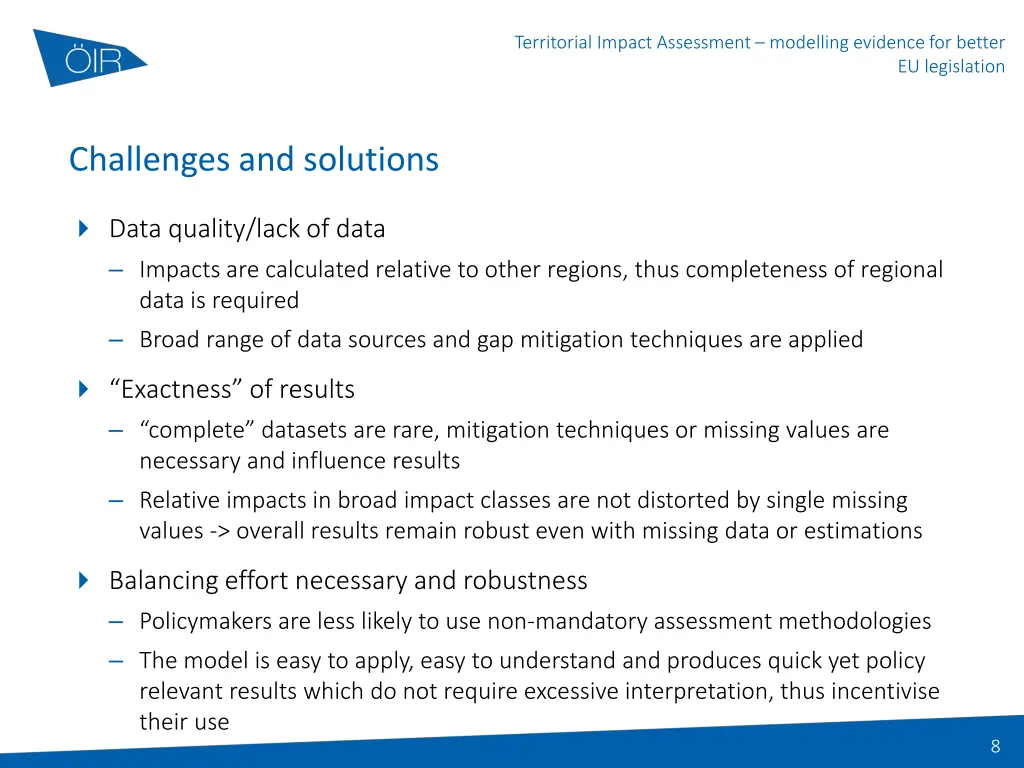 territorial impact assessment modelling evidence 6