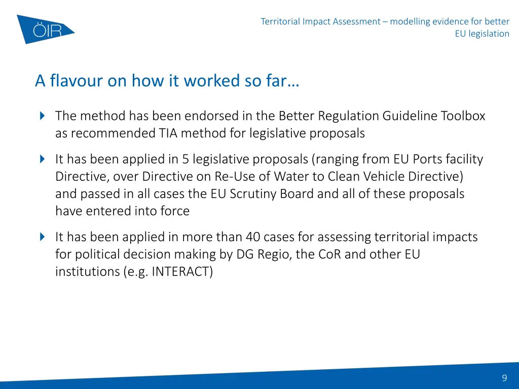 territorial impact assessment modelling evidence 7