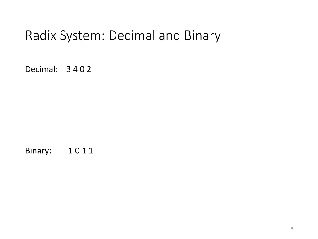 radix system decimal and binary