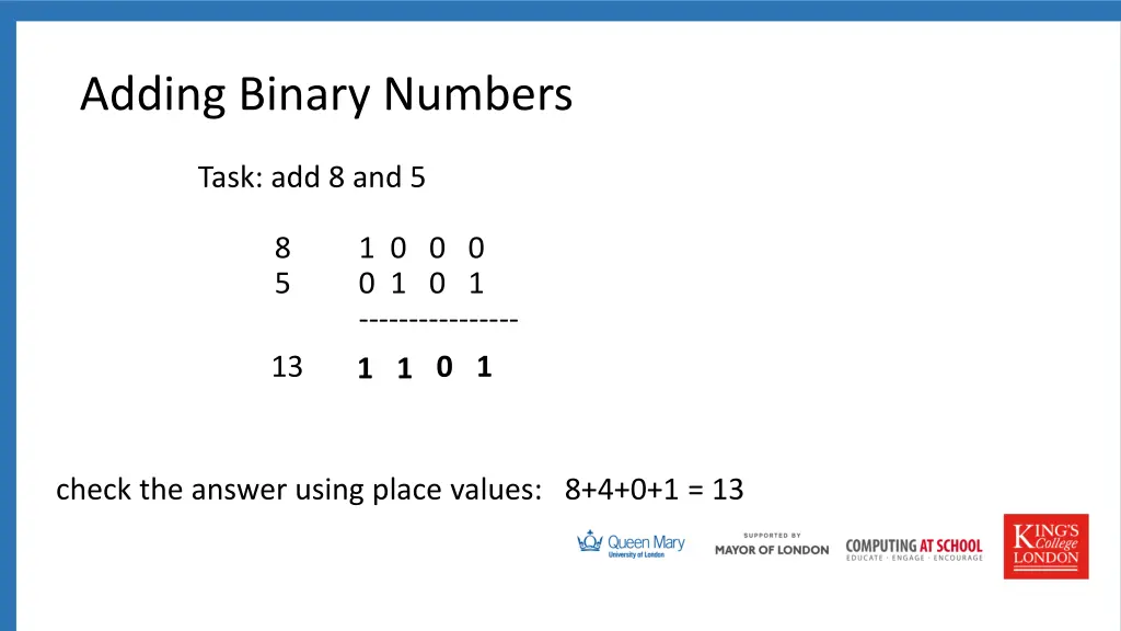 adding binary numbers