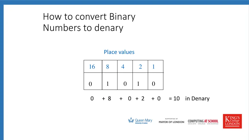 how to convert binary numbers to denary