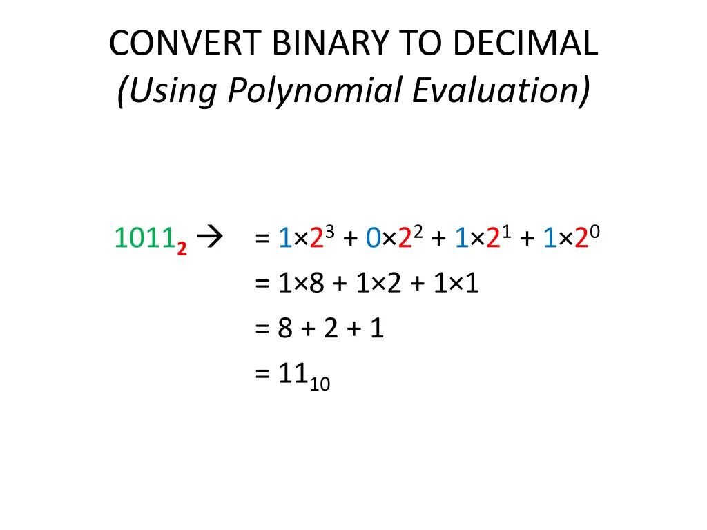 convert binary to decimal using polynomial