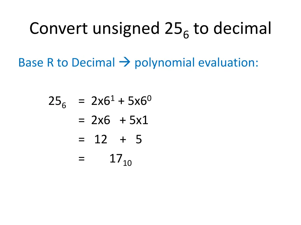 convert unsigned 25 6 to decimal