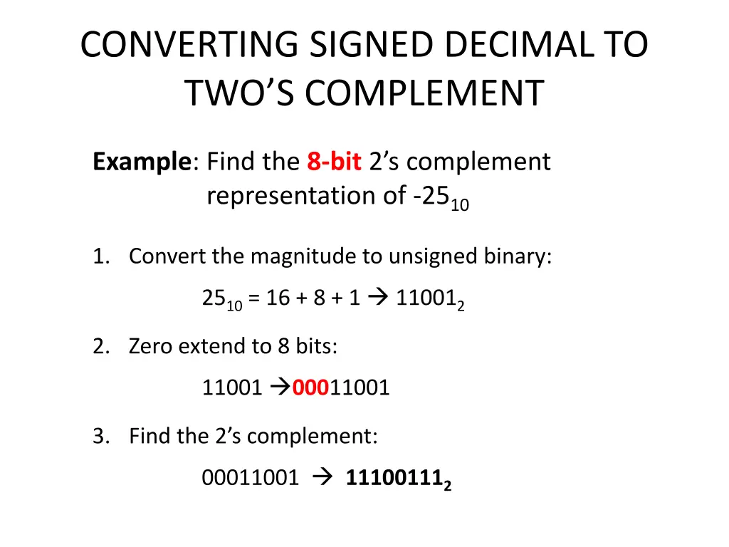 converting signed decimal to two s complement 1