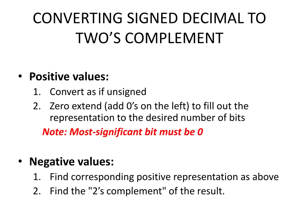 converting signed decimal to two s complement