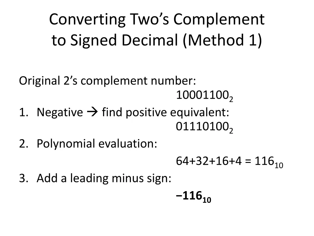 converting two s complement to signed decimal 1