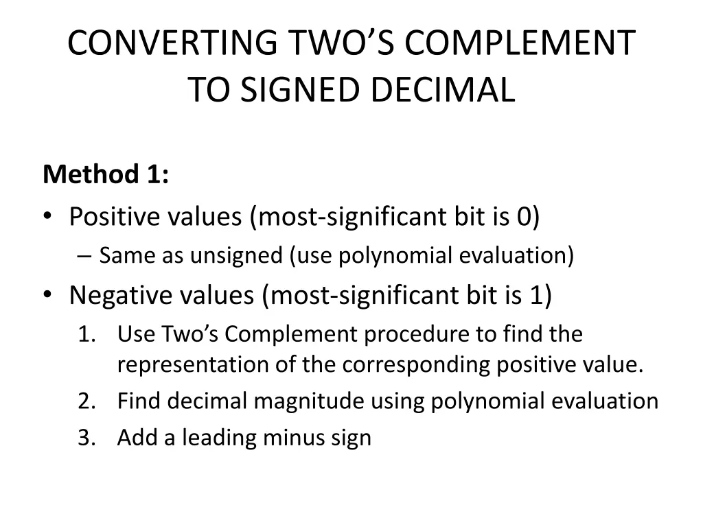 converting two s complement to signed decimal