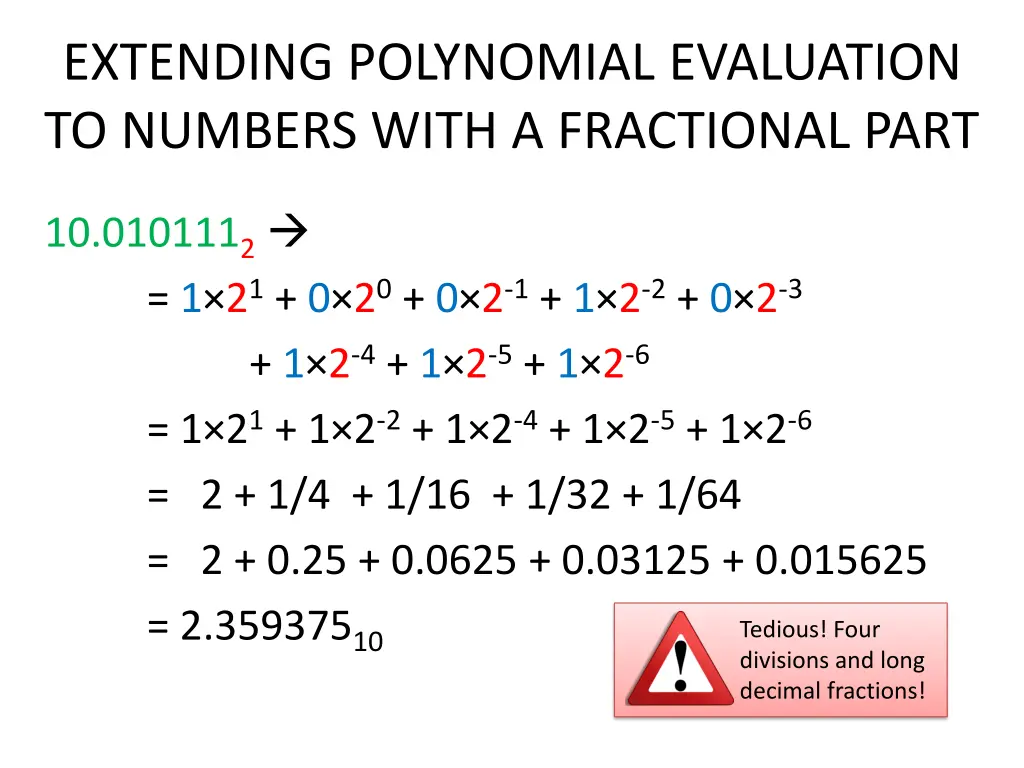 extending polynomial evaluation to numbers with